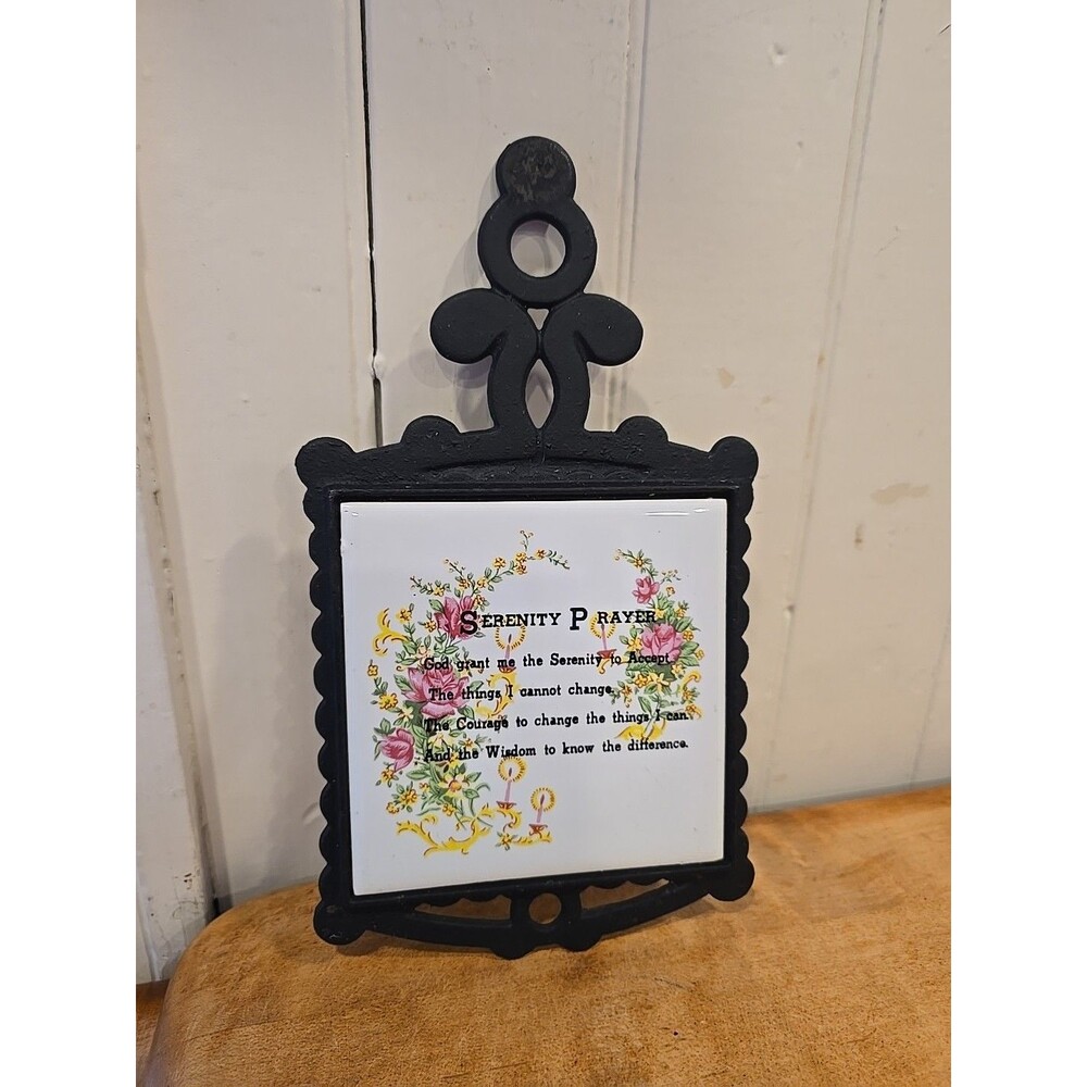 Cast Iron Trivel With Serenity Prayer On Tile Wall Decor Cottagecore Recovery